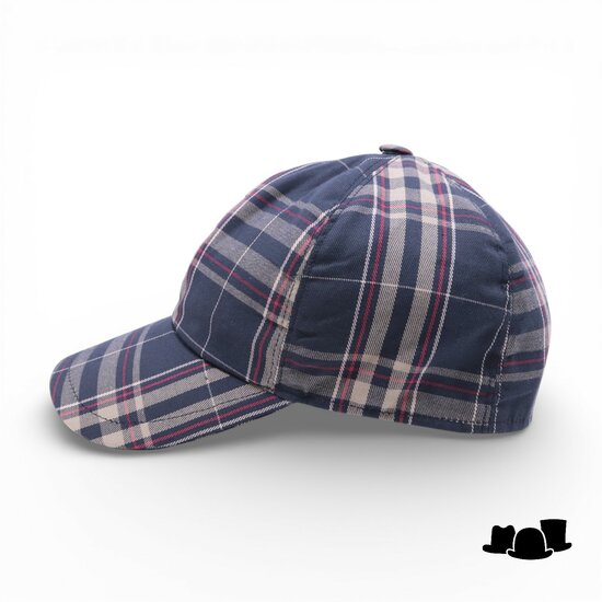 city sport winter baseball cap tartan blauw rood grijs