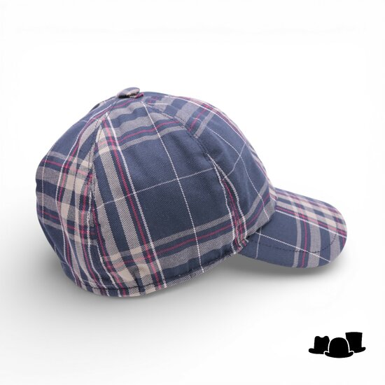 city sport winter baseball cap tartan blauw rood grijs