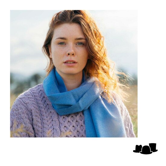 john hanly merino luxury wool scarf lapis blue
