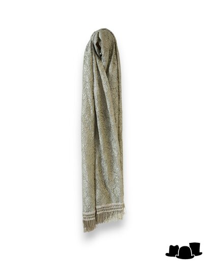 jos van dijck kanten stola met franje viscose sage