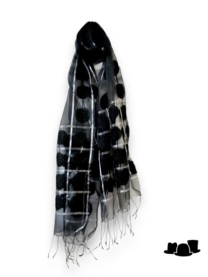 onkar zijde zomer sjaal black and silver