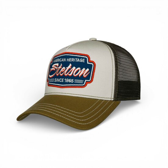 stetson trucker cap american heritage classic race green and beige
