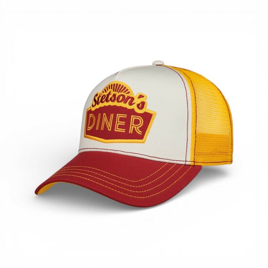 stetson trucker cap stetsons diner yellow and red