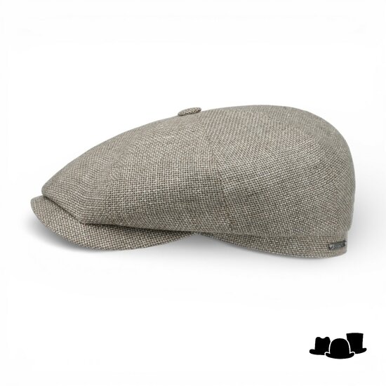 stetson newsboy cap hatteras wol linnen grijs taupe