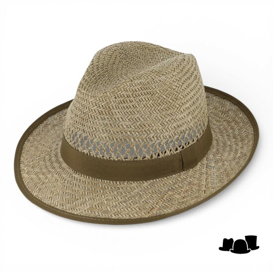 fiebig fedora strohoed zeegras met bies naturel