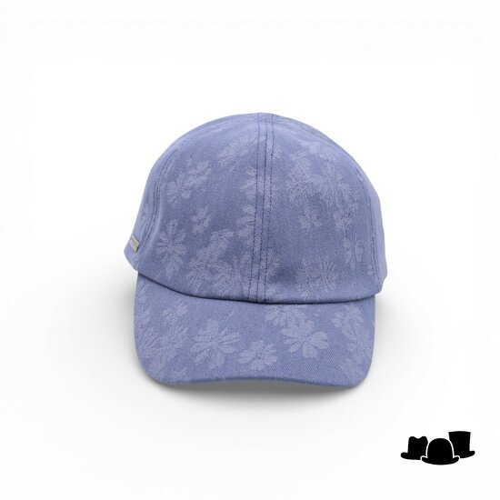 seeberger baseball cap cotton flower jeans blue