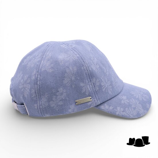 seeberger baseball cap cotton flower jeans blue