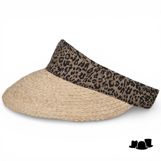 hatland olinka zonneklep organic raffia en katoen leopard