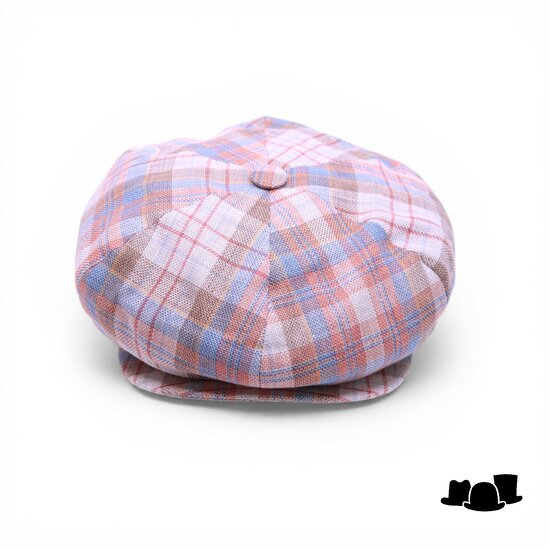 city sport ballonpet linnen tartan multicolour peach