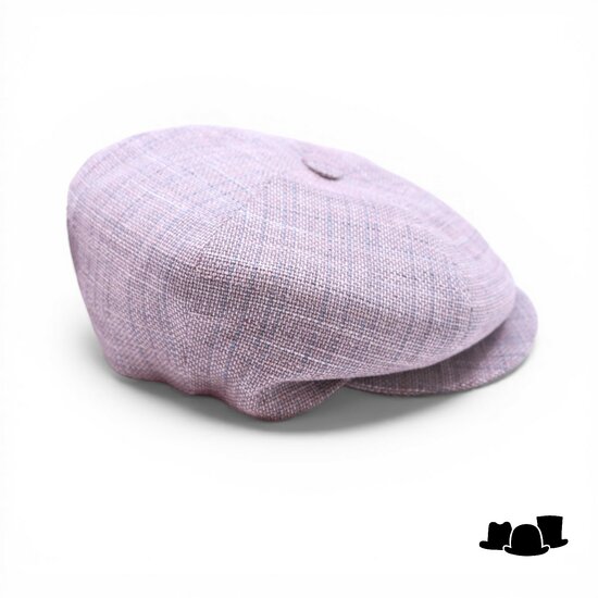 city sport ballonpet linnenmix tartan gemeleerd taupe blauw