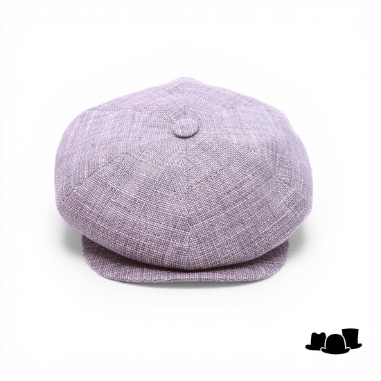 city sport ballonpet linnenmix tartan gemeleerd taupe blauw