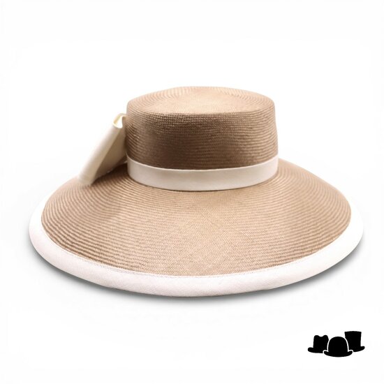 whiteley occasion hat wide brim parasisal charlotte biscuit and ivory