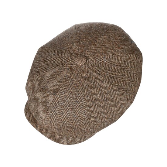 stetson hatteras newsboy cap silk visgraat brown caramel
