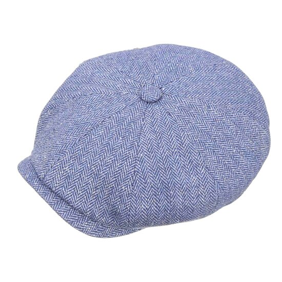 stetson hatteras newsboy cap silk visgraat lichtblauw 