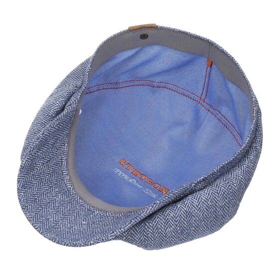 stetson hatteras newsboy cap silk visgraat lichtblauw 