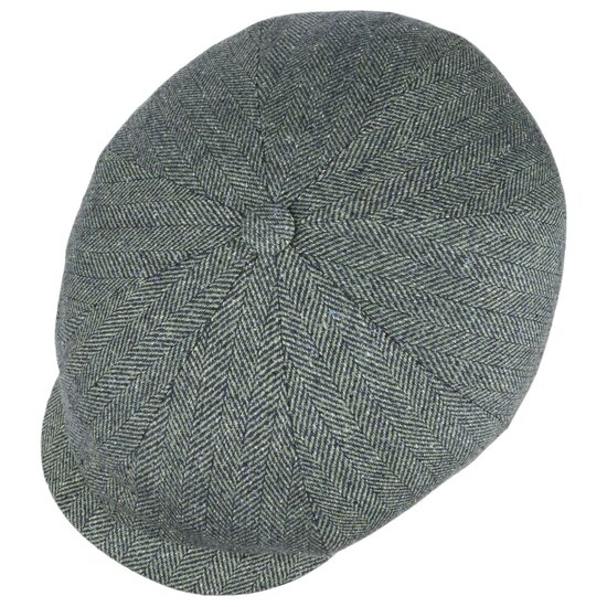 stetson hatteras newsboy cap silk visgraat blauwgroen 