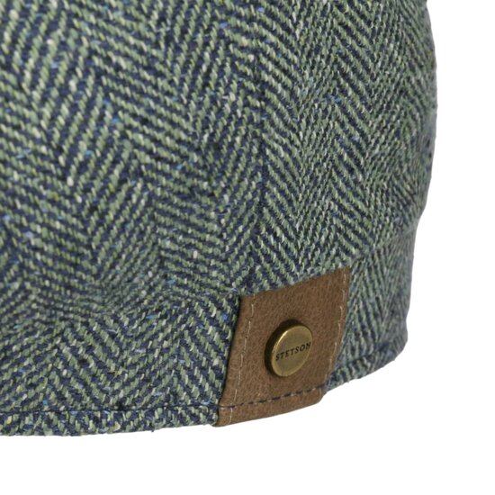 stetson hatteras newsboy cap silk visgraat blauwgroen 