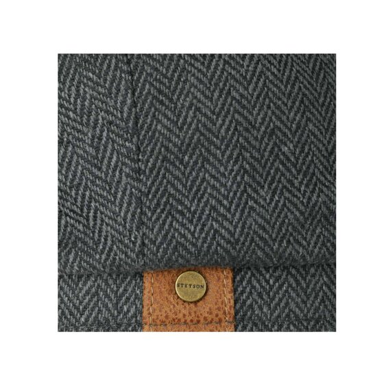 stetson hatteras newsboy cap silk visgraat dark grey 