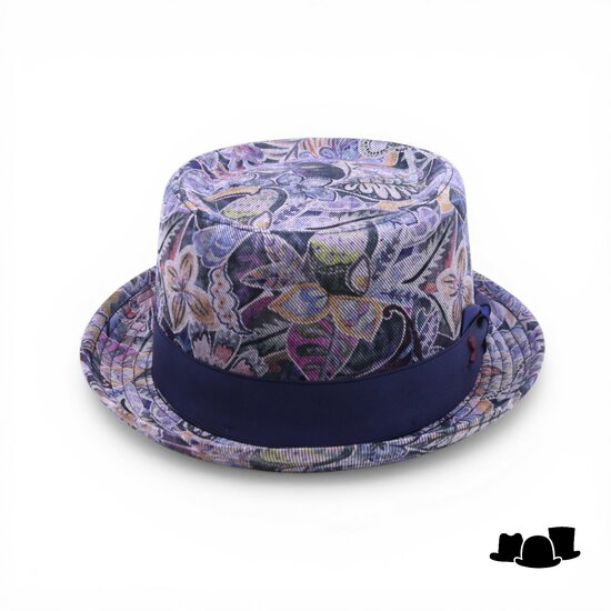 alfonso deste pork pie katoen paisley mood blauw