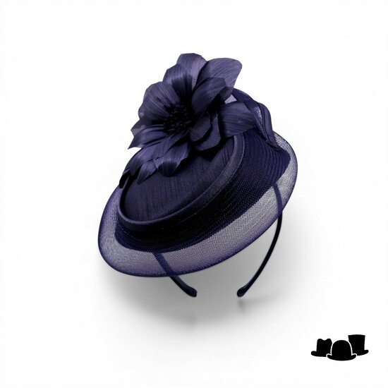 maddox fascinator 179 dopje  sinamay buntal crine navy