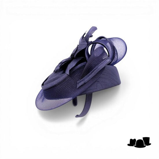 maddox fascinator 179 dopje  sinamay buntal crine navy