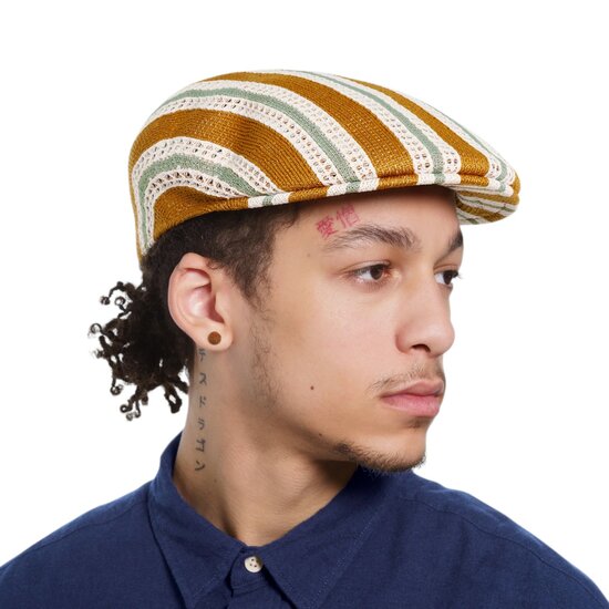 kangol flatcap 504 resort stripe rustic caramel multi