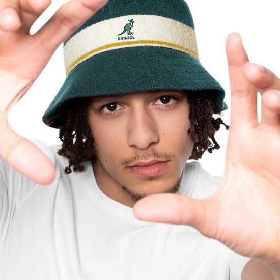 kangol bucket hat bermuda stripe celestial teal