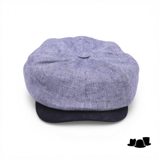 alfonso deste ballonpet sinisa linnen en suede 2 tone blauw