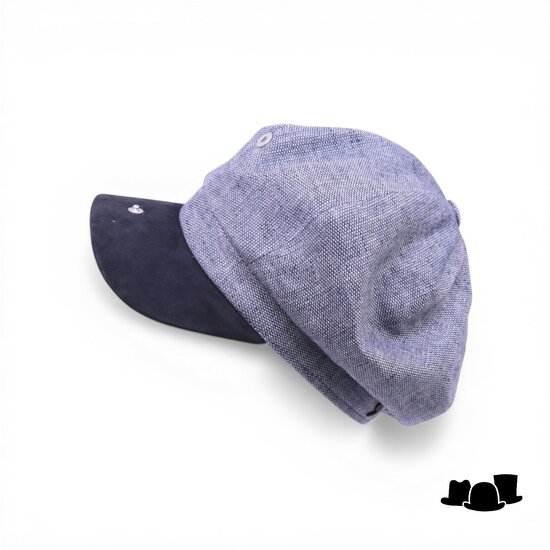 alfonso deste ballonpet sinisa linnen en suede 2 tone blauw