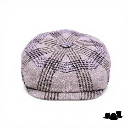 alfonso deste ballonpet kyoto linnenmix ruit beige en bruin