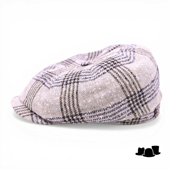 alfonso deste ballonpet kyoto linnenmix ruit beige en bruin