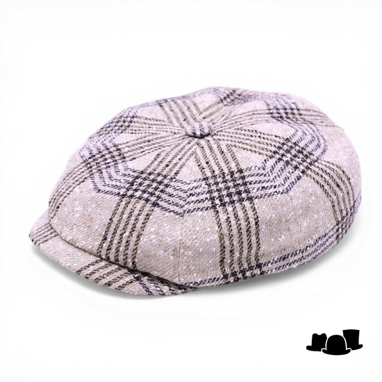 alfonso deste ballonpet kyoto linnenmix ruit beige en bruin