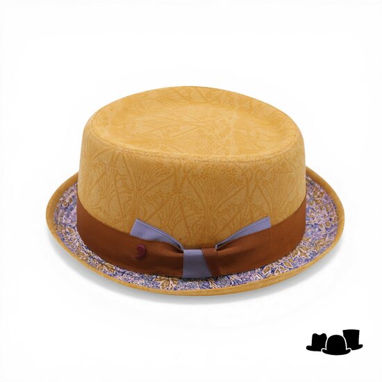 alfonso deste pork pie linen liberty golden brown and blue