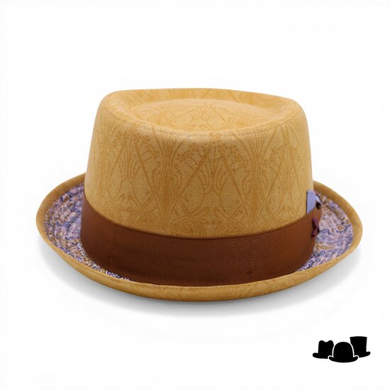 alfonso deste pork pie linen liberty golden brown and blue
