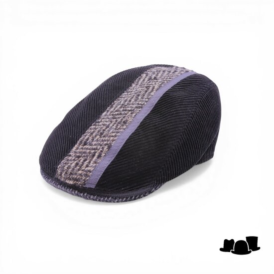 jos van dijck ivy pet corduroy zwart streep visgraat