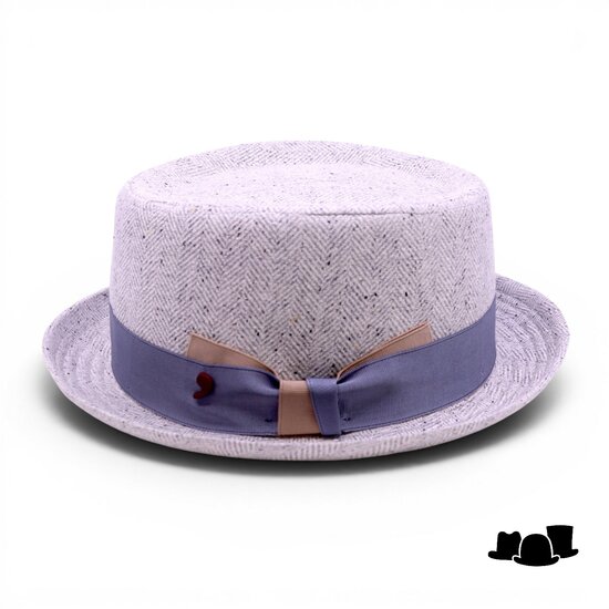 alfonso deste pork pie zijde visgraat lichtblauw