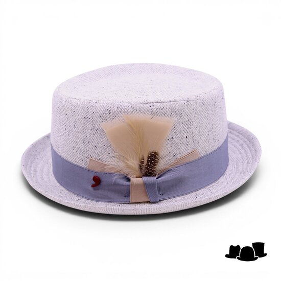 alfonso deste pork pie zijde visgraat lichtblauw