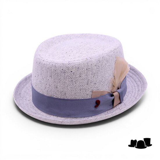 alfonso deste pork pie zijde visgraat lichtblauw