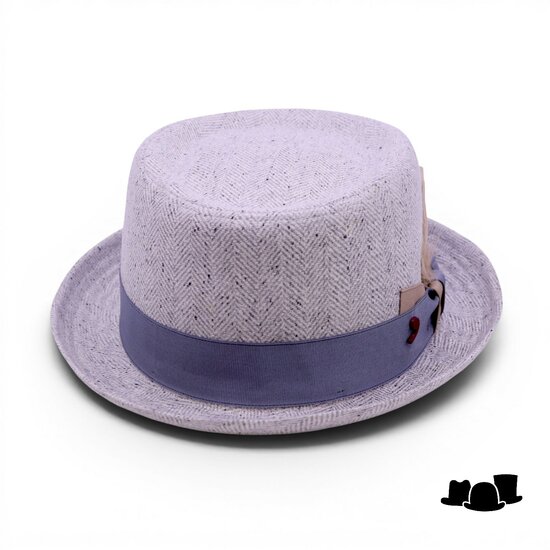 alfonso deste pork pie zijde visgraat lichtblauw