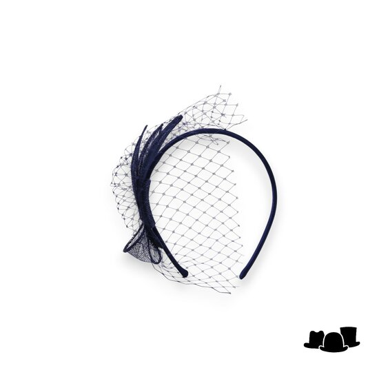 seeberger haarversiering diadeem ella sinamay en voile inktblauw