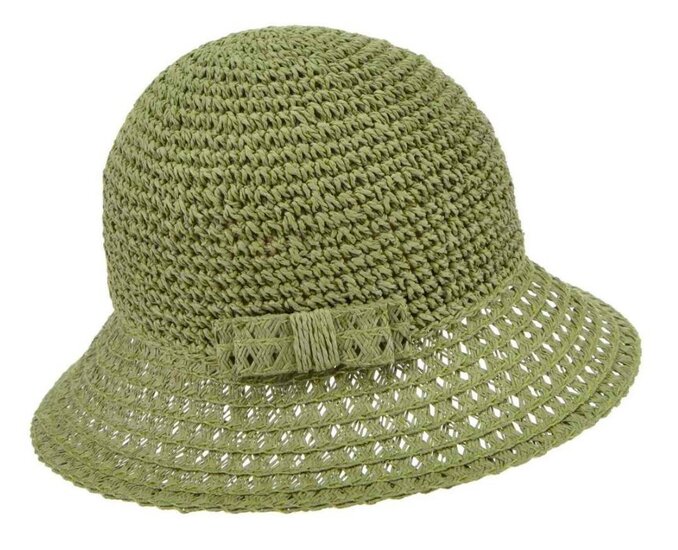 seeberger cloche strik papierstro grass green