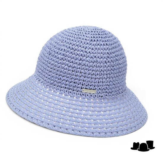 seeberger cloche strik papierstro hemelsblauw