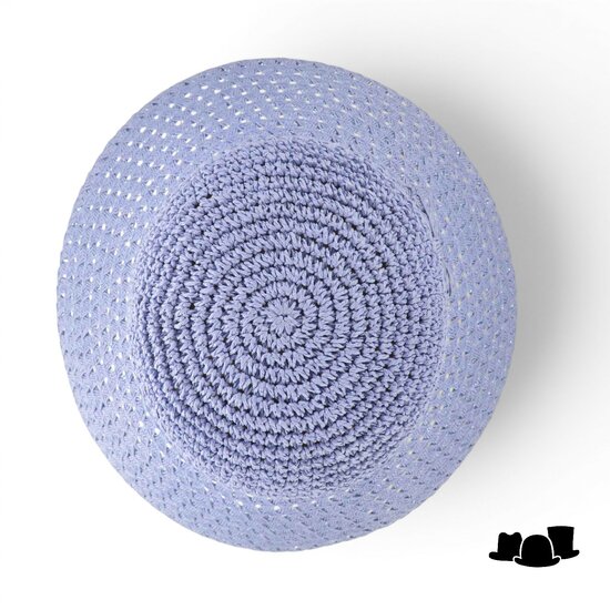 seeberger cloche strik papierstro hemelsblauw