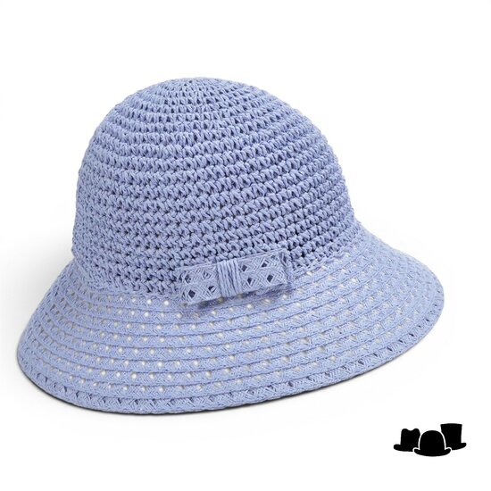 seeberger cloche strik papierstro hemelsblauw