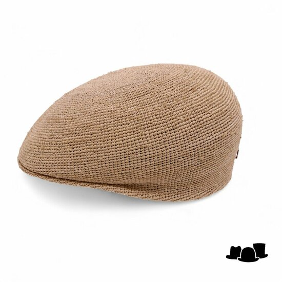 bedacht flatcap vanille crochet raffia naturel