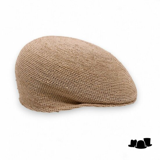 bedacht flatcap vanille crochet raffia naturel