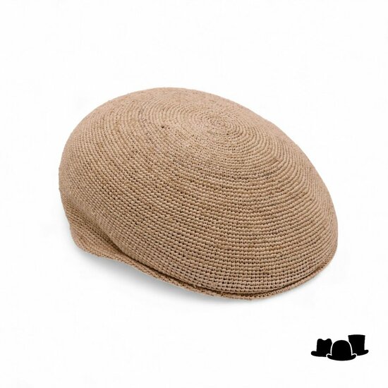 bedacht flatcap vanille crochet raffia naturel