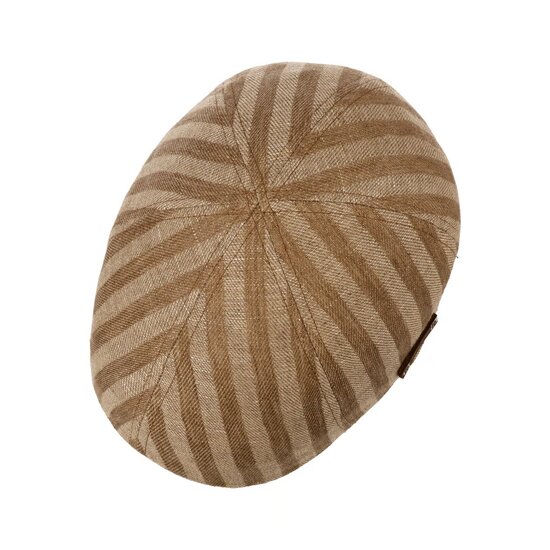 stetson ivy cap texas coffee dyed linen stripe beige