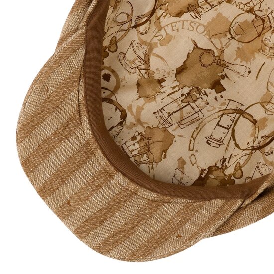 stetson driver ivy cap coffee dyed linen stripe beige