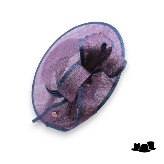 bedacht fascinator bristol matelot strik sinamay paars blauw